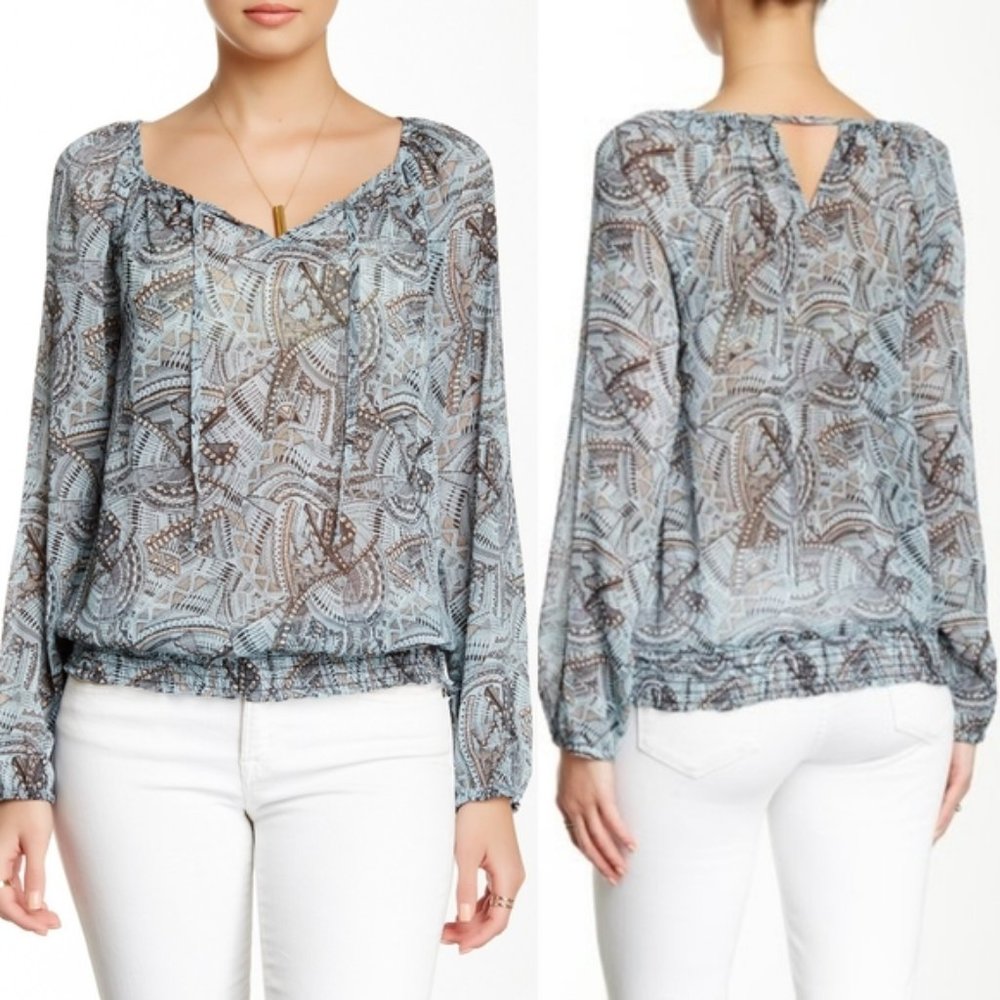 Lucky Brand • Sheer Smocked Print Shirt